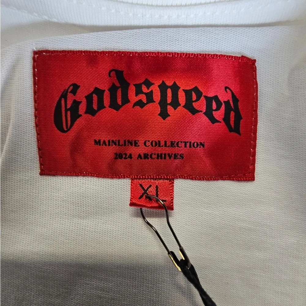 Godspeed Mission Complete White Graphic Crewneck T-Shirt - Picture 2 of 7